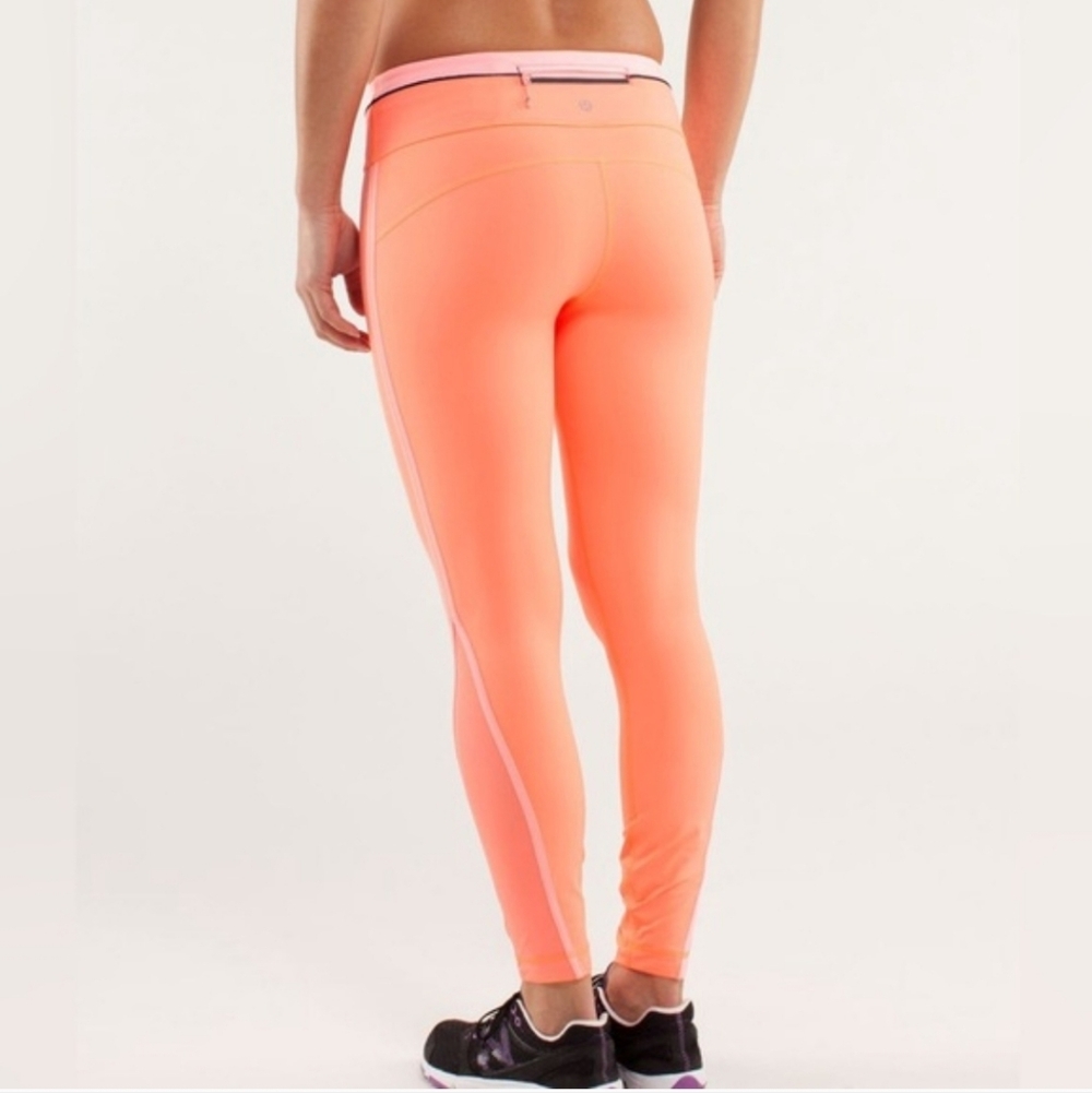 Lululemon Run Pace Tight Pop Orange / Bleached Coral Size 4 - Picture 2 of 9
